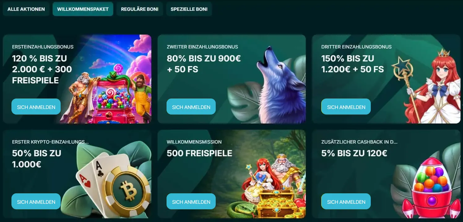 Willkommenspaket im Spinaconda Casino mit Einzahlungsboni und Freispiele