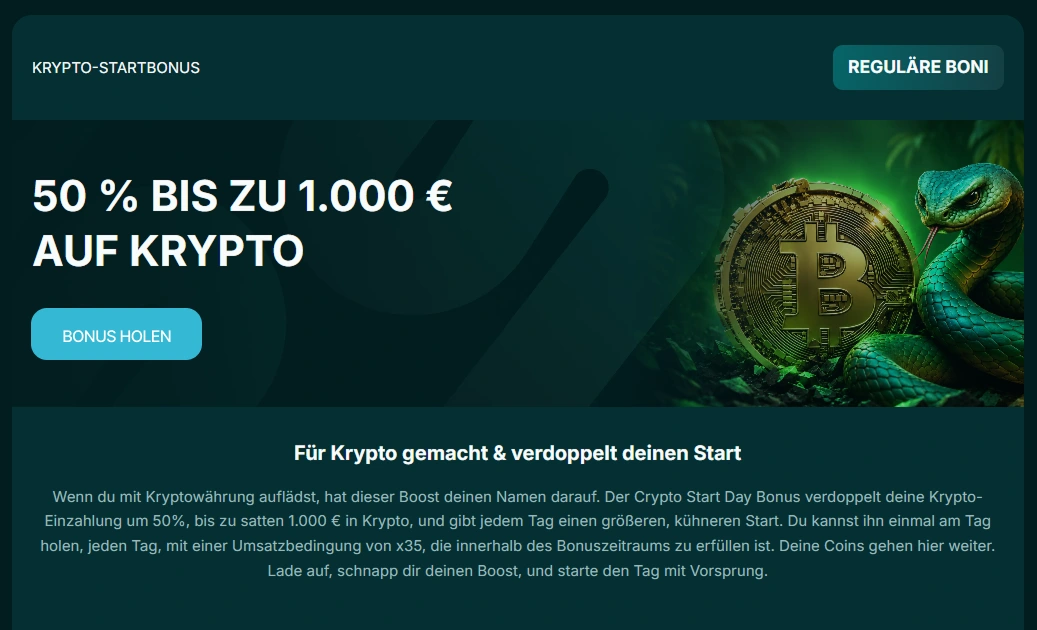 Krypto-Startbonus bei Spinaconda Casino