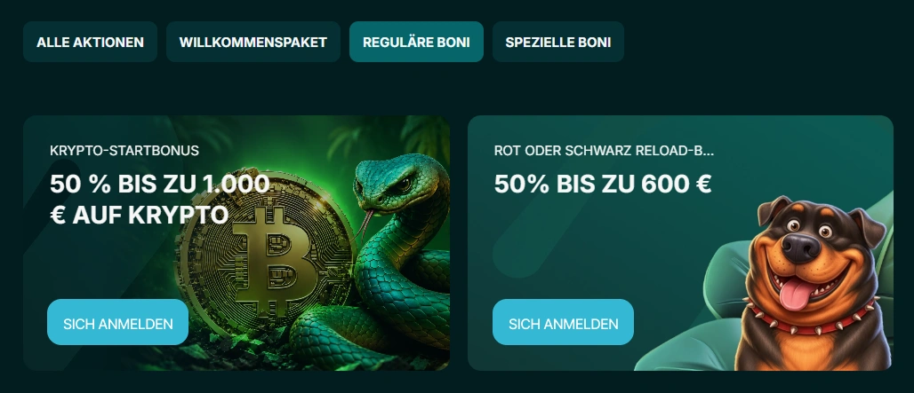 Aktionen und Bonusangebote bei Spinaconda Casino