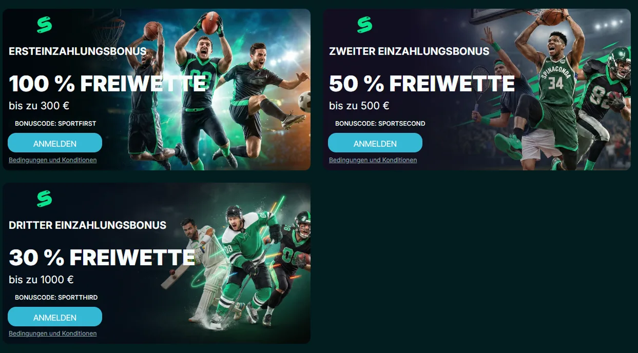 Sportbonus im Spinaconda Casino